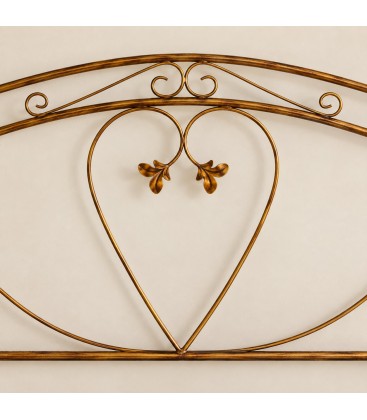 Testata letto matrimoniale in ferro battuto Cuore - Oro ducato - dettaglio del ferro