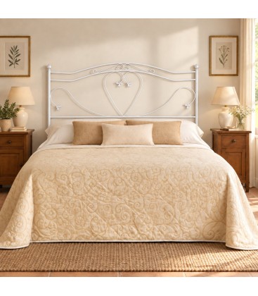 Testata letto matrimoniale in ferro battuto Cuore - Bianco lucido - copertina della finitura