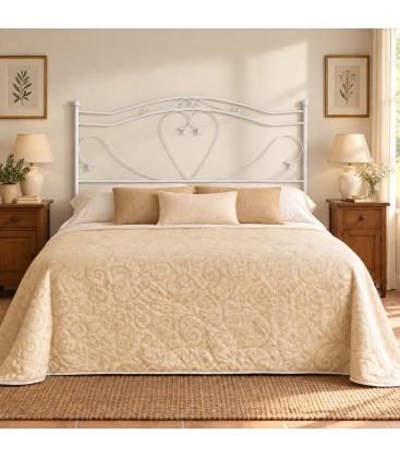 Testata letto matrimoniale in ferro battuto Cuore - Bianco opaco - copertina della finitura