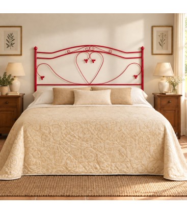 Testata letto matrimoniale in ferro battuto Cuore - Rosso - copertina della finitura