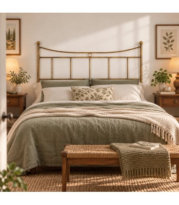 Testata letto matrimoniale in ferro battuto Erika - Bronzo - seconda ambientazione