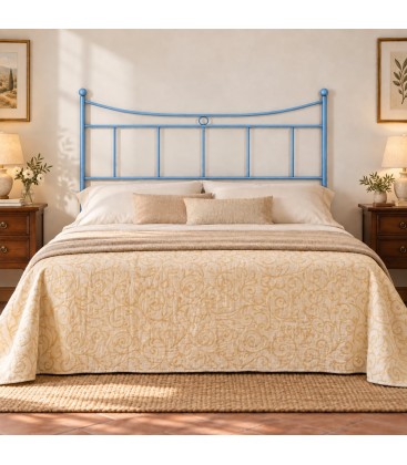 Testata letto matrimoniale in ferro battuto Erika - Azzurro - copertina della finitura