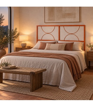 Testata letto francese in ferro Koris - Arancio Rame - seconda ambientazione