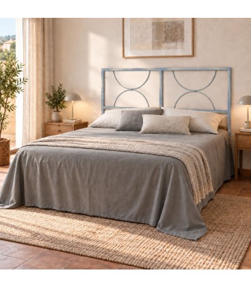 Testata letto francese in ferro Koris - Azzurro - Shabby Chic - copertina della finitura