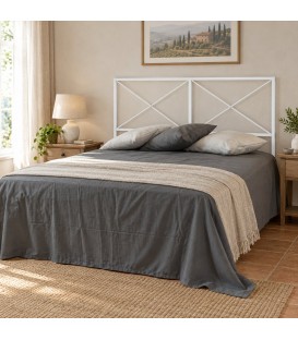 Testata letto francese in ferro Focus - Bianco opaco - copertina ambientata