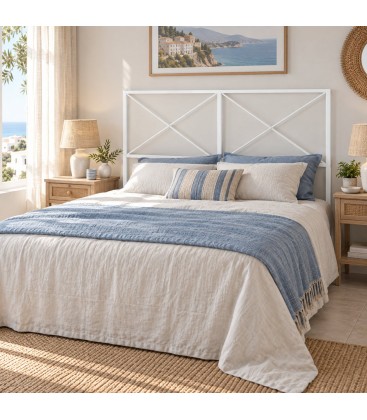 Testata letto francese in ferro Focus - Bianco opaco - seconda ambientazione