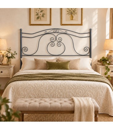 Testata letto francese in ferro battuto Barocco - Grigio Siderale - copertina della finitura