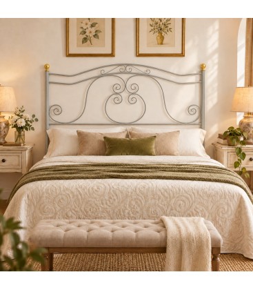 Testata letto francese in ferro battuto Barocco - Grigio Seta - copertina della finitura