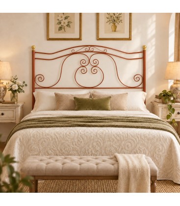 Testata letto francese in ferro battuto Barocco - Arancio Rame - copertina della finitura