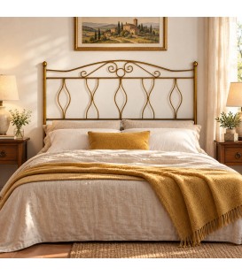 Testata letto francese in ferro battuto Carolina - Bronzo - copertina ambientata