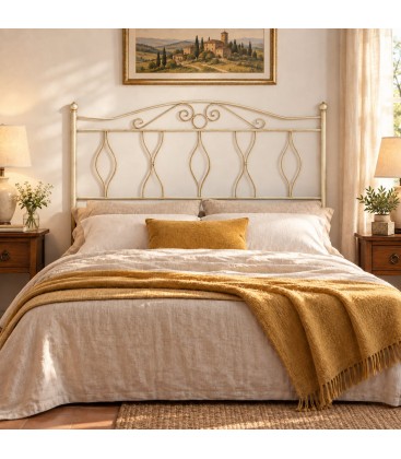 Testata letto francese in ferro battuto Carolina - Avorio anticato - copertina della finitura