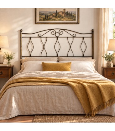 Testata letto francese in ferro battuto Carolina - Bronzo anticato - copertina della finitura