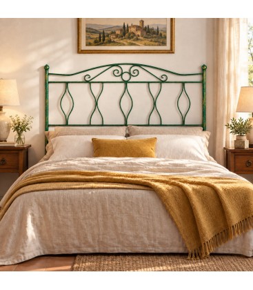 Testata letto francese in ferro battuto Carolina - Verde Bottiglia - copertina della finitura