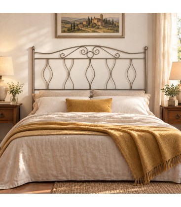 Testata letto francese in ferro battuto Carolina - Tortora - copertina della finitura