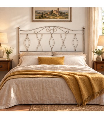 Testata letto francese in ferro battuto Carolina - Tortora - Shabby Chic - copertina della finitura