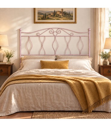 Testata letto francese in ferro battuto Carolina - Rosa - Shabby Chic - copertina della finitura