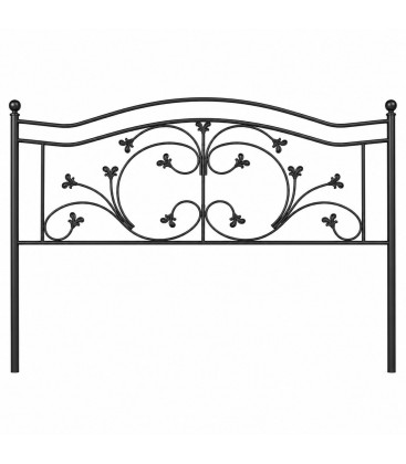 Testata letto francese in ferro battuto Foglie - Nero opaco - immagine prodotto su sfondo bianco