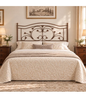 Testata letto francese in ferro battuto Foglie - Oro ducato - copertina della finitura