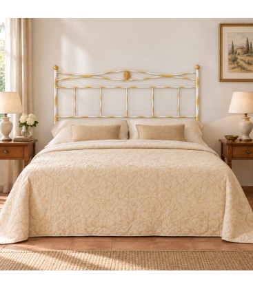 Testata letto francese in ferro battuto Nina - Bianco oro - copertina della finitura