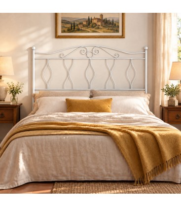 Testata letto matrimoniale in ferro battuto Carolina - Bianco lucido - copertina della finitura