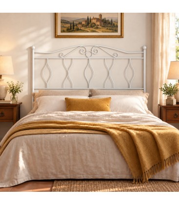 Testata letto matrimoniale in ferro battuto Carolina - Bianco opaco - copertina della finitura