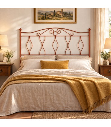 Testata letto matrimoniale in ferro battuto Carolina - Arancio Rame - copertina della finitura