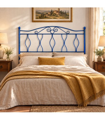 Testata letto matrimoniale in ferro battuto Carolina - Blu - copertina della finitura