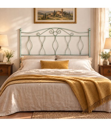 Testata letto matrimoniale in ferro battuto Carolina - Verde - Shabby Chic - copertina della finitura
