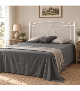 Testata letto matrimoniale in ferro battuto Sissy - Bianco opaco - copertina ambientata