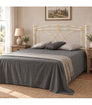 Testata letto francese in ferro battuto Sissy - Bianco oro - copertina della finitura