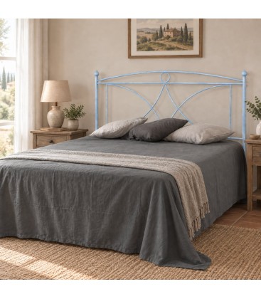 Testata letto francese in ferro battuto Sissy - Azzurro - Shabby Chic - copertina della finitura