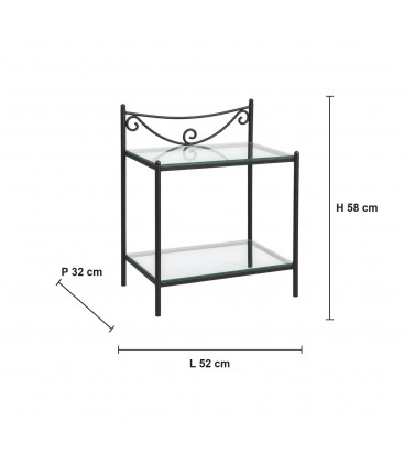 Comodino in Ferro Battuto Liberty - Dimensioni 52 x 32 H.58