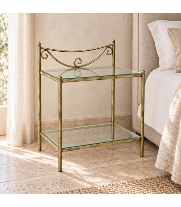 Comodino in Ferro Battuto Liberty - Bronzo