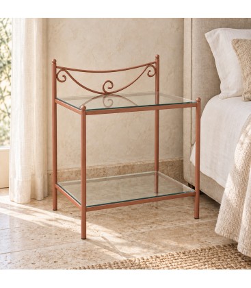 Comodino in Ferro Battuto Liberty - Arancio Rame