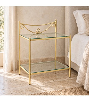Comodino in Ferro Battuto Liberty - Oro