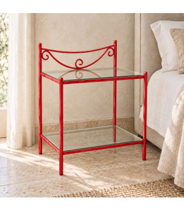 Comodino in Ferro Battuto Liberty - Rosso