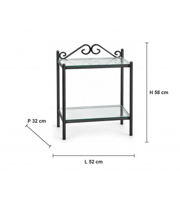Comodino in Ferro Battuto 2S - Dimensioni 52 x 32 H.58