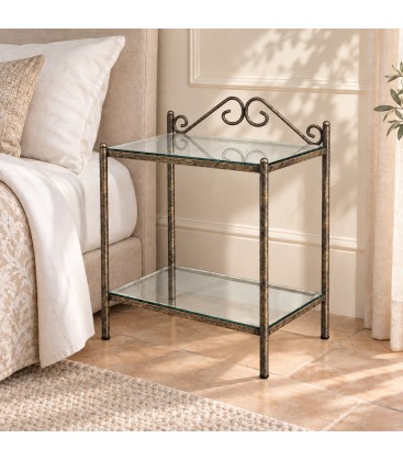 Comodino in Ferro Battuto 2S - Bronzo anticato