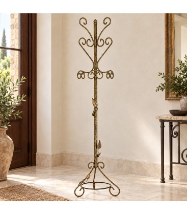Appendiabiti base tonda in ferro battuto Foglie - Bronzo