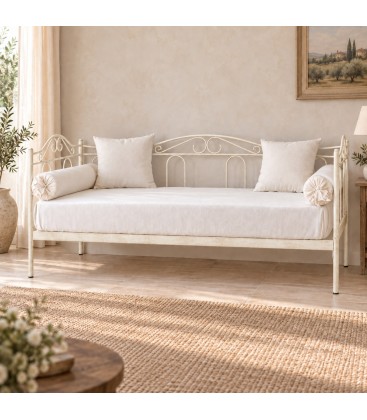 Divano Letto in Ferro Battuto Flora - Avorio anticato