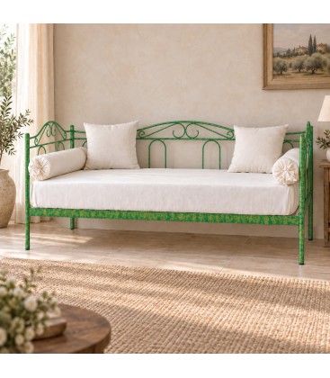 Divano Letto in Ferro Battuto Flora - Verde Bottiglia