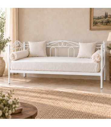 Divano Letto in Ferro Battuto Flora - Bianco lucido