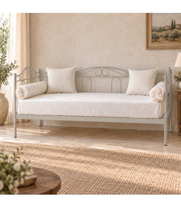 Divano Letto in Ferro Battuto Flora - Grigio Seta