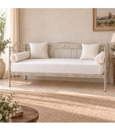 Divano Letto in Ferro Battuto Flora - Tortora - Shabby Chic