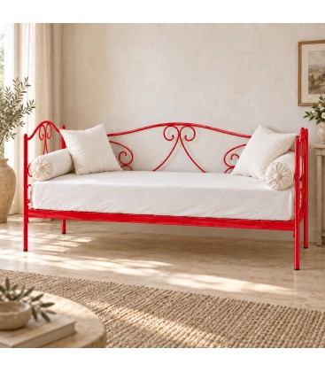 Divano Letto in Ferro Battuto Gloria - Rosso