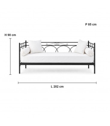 Divano Letto in Ferro Battuto Tosca - Dimensioni L.202 P.85 H.90