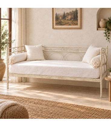 Divano Letto in Ferro Battuto Tosca - Avorio anticato