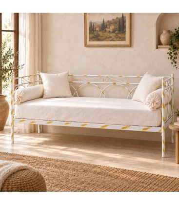Divano Letto in Ferro Battuto Tosca - Bianco oro