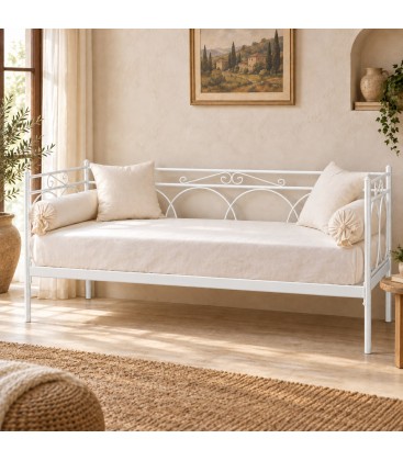 Divano Letto in Ferro Battuto Tosca - Bianco lucido