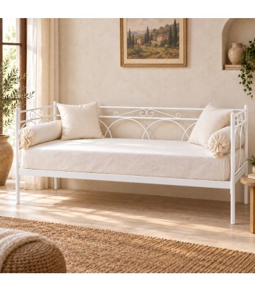 Divano Letto in Ferro Battuto Tosca - Bianco opaco